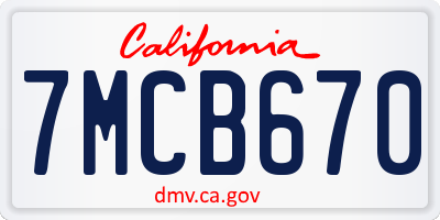 CA license plate 7MCB670