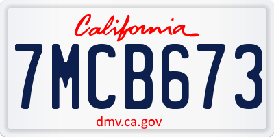 CA license plate 7MCB673
