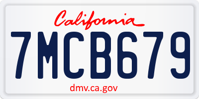 CA license plate 7MCB679