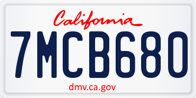 CA license plate 7MCB680