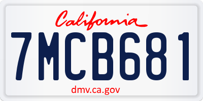 CA license plate 7MCB681