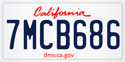 CA license plate 7MCB686