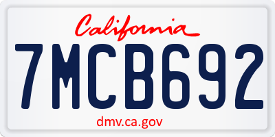CA license plate 7MCB692