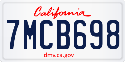 CA license plate 7MCB698