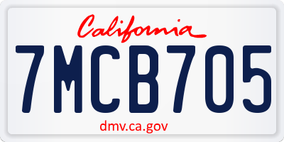 CA license plate 7MCB705