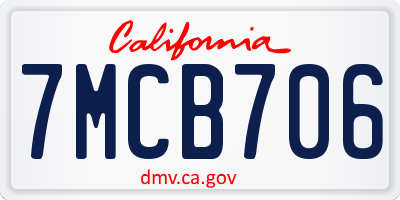 CA license plate 7MCB706