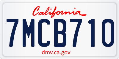 CA license plate 7MCB710