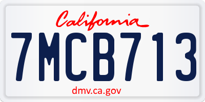 CA license plate 7MCB713