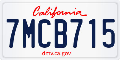 CA license plate 7MCB715