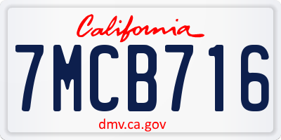 CA license plate 7MCB716