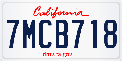 CA license plate 7MCB718