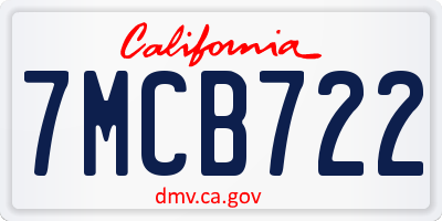 CA license plate 7MCB722