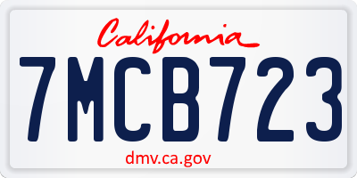 CA license plate 7MCB723