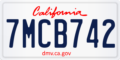 CA license plate 7MCB742