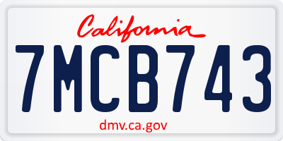 CA license plate 7MCB743