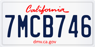 CA license plate 7MCB746