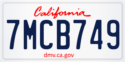 CA license plate 7MCB749