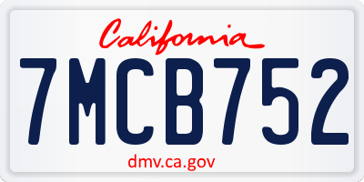 CA license plate 7MCB752