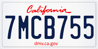 CA license plate 7MCB755