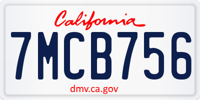 CA license plate 7MCB756