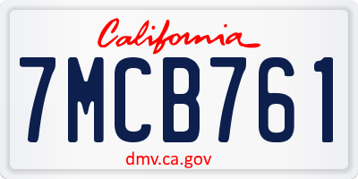 CA license plate 7MCB761