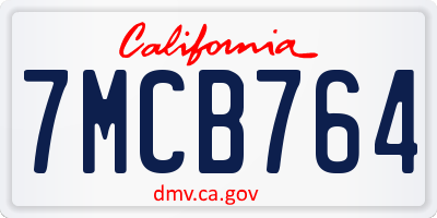 CA license plate 7MCB764
