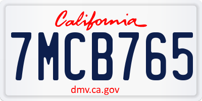 CA license plate 7MCB765