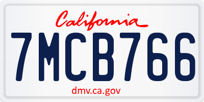 CA license plate 7MCB766