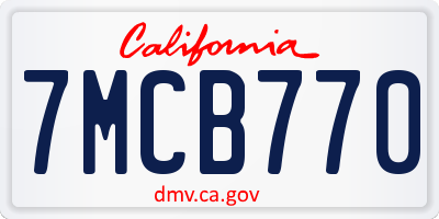 CA license plate 7MCB770