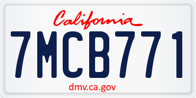 CA license plate 7MCB771