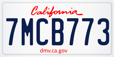 CA license plate 7MCB773