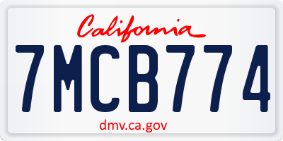 CA license plate 7MCB774
