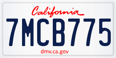 CA license plate 7MCB775