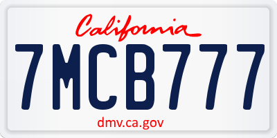 CA license plate 7MCB777