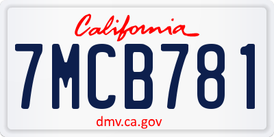 CA license plate 7MCB781