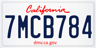 CA license plate 7MCB784