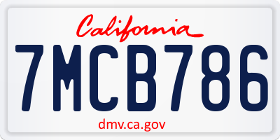 CA license plate 7MCB786