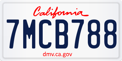 CA license plate 7MCB788