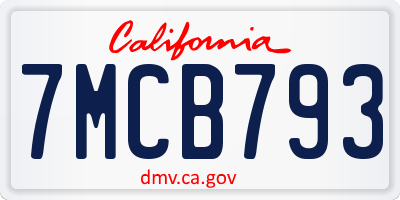 CA license plate 7MCB793