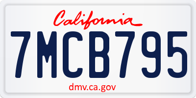 CA license plate 7MCB795
