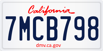 CA license plate 7MCB798