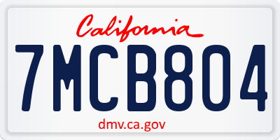 CA license plate 7MCB804