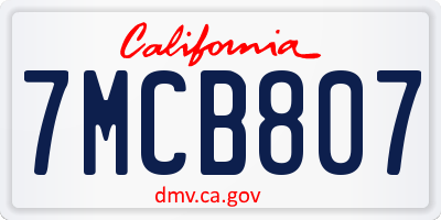 CA license plate 7MCB807