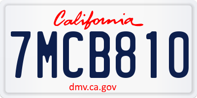 CA license plate 7MCB810