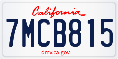 CA license plate 7MCB815