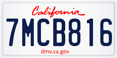 CA license plate 7MCB816