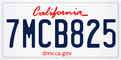 CA license plate 7MCB825