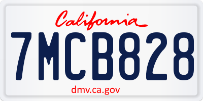 CA license plate 7MCB828