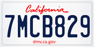 CA license plate 7MCB829