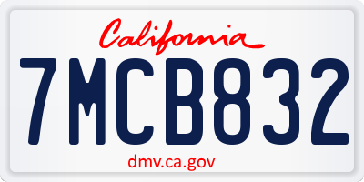 CA license plate 7MCB832